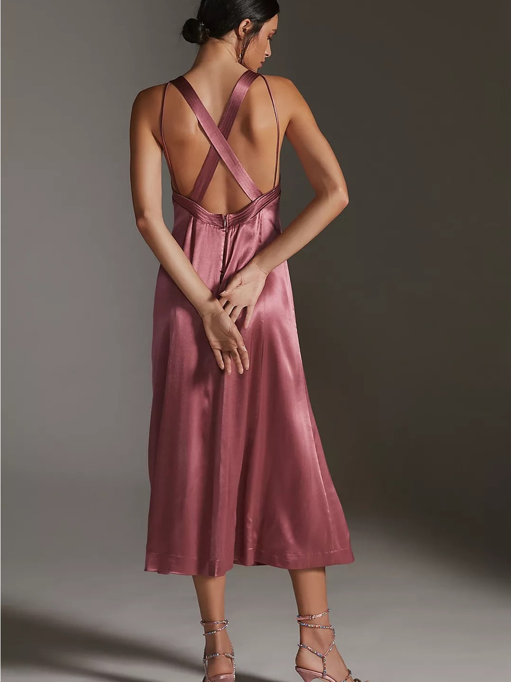 ✨ By Anthropologie Cross-Back Midi Dress – Size 6 | NWT ✨ - Picture 2 of 6